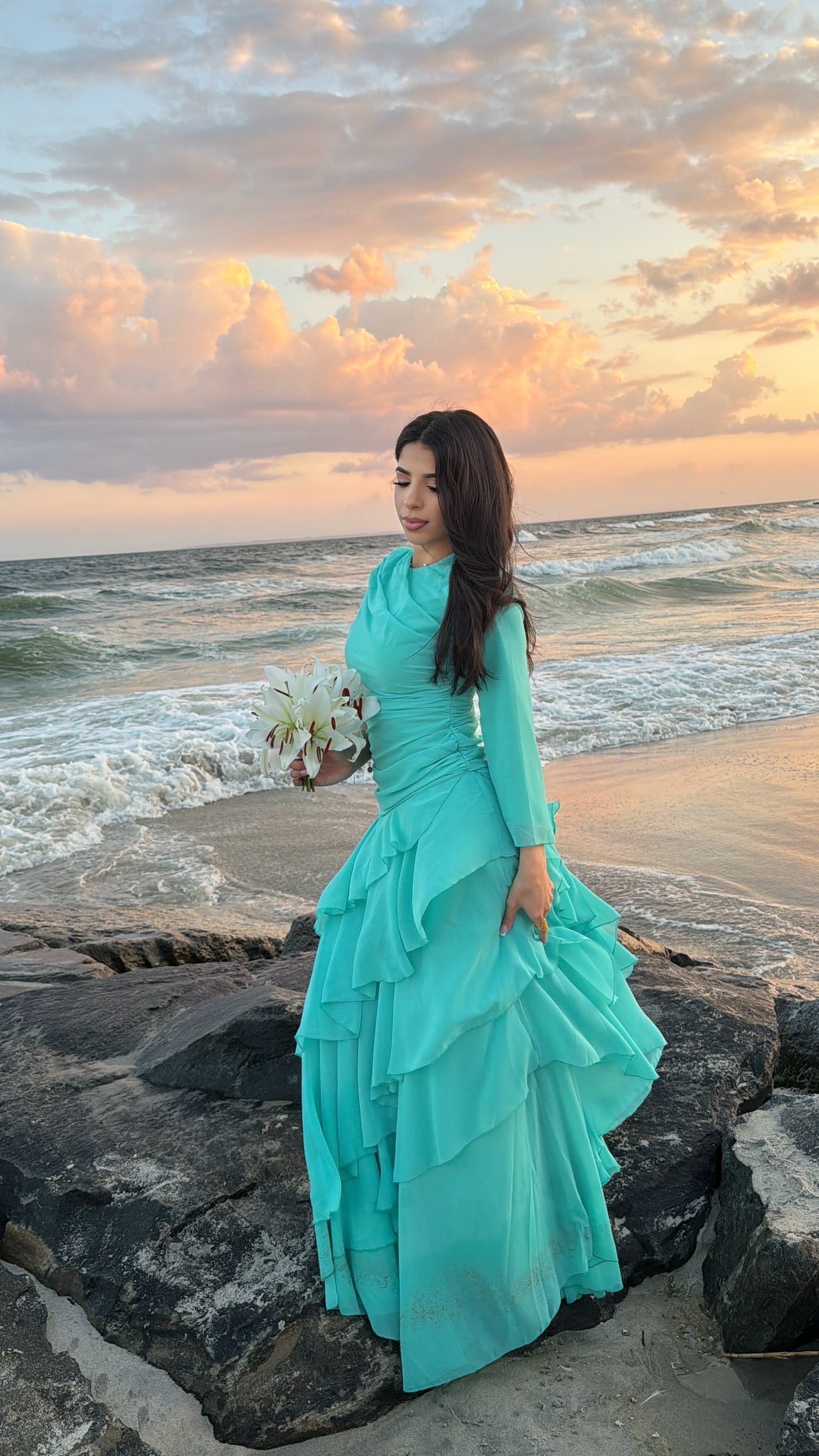 Liora Ruffle Gown (Turquoise)