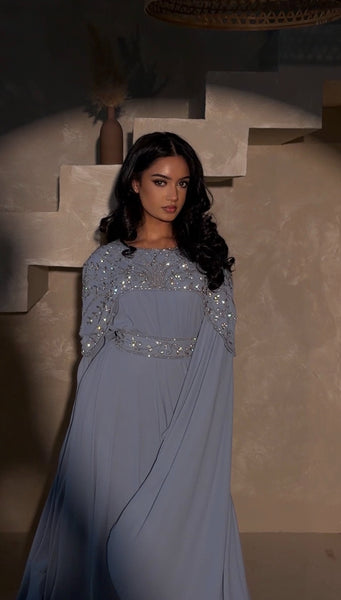 sachin and babi light blue dress Blue Lacey Khaleeji Style Modest Dress  Kabayare
