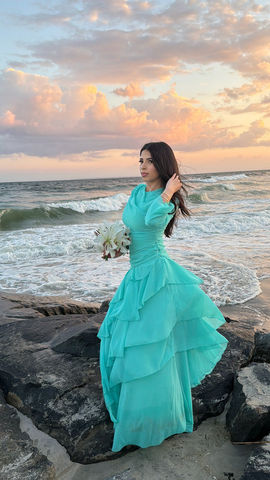 Liora Ruffle Gown (Turquoise)