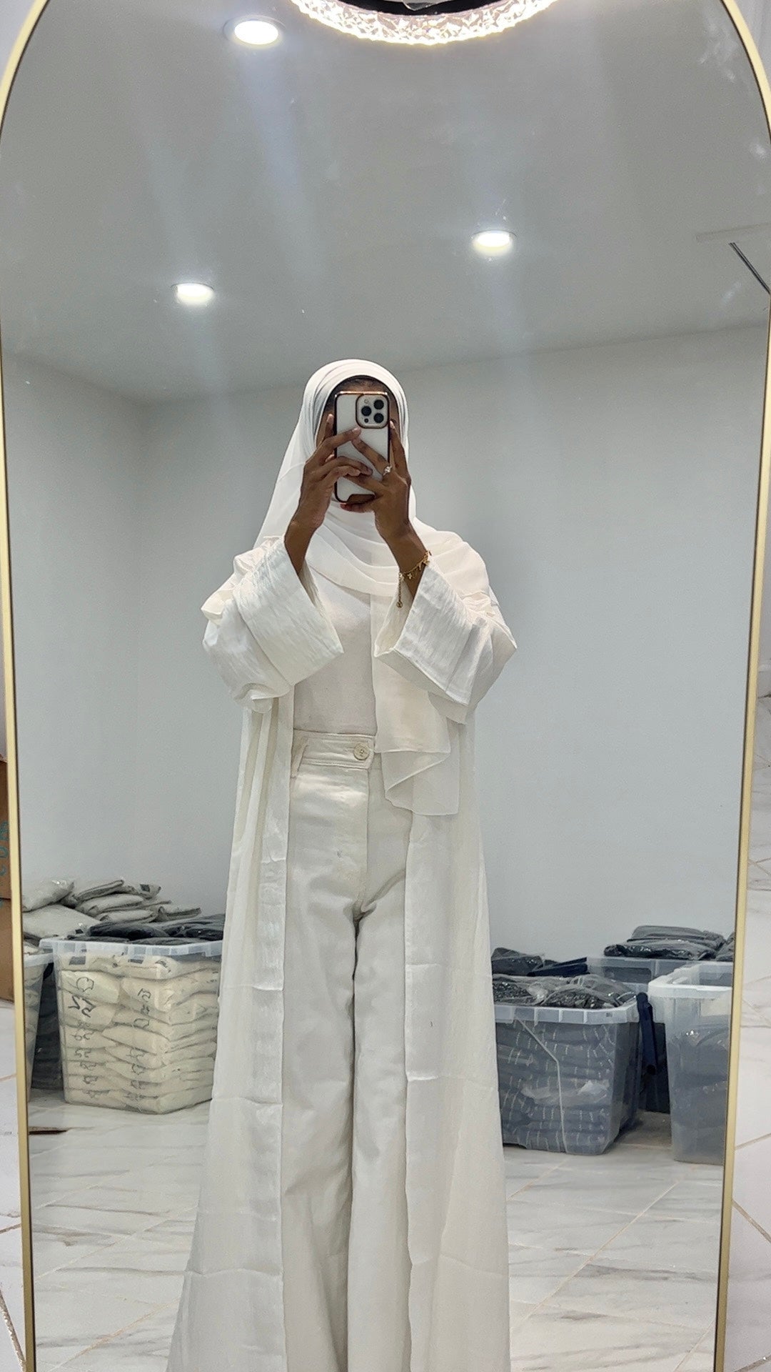 White Thin Linen Abaya