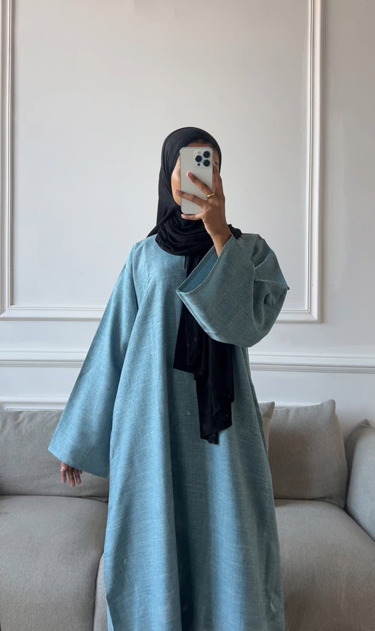 Blue Linen Closed Abaya