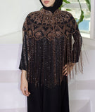 Rose and Gold Cape with Fringe Detailing