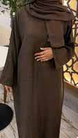 Thin Linen Slip Dress (brown)