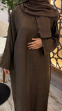 Thin Linen Slip Dress (brown)