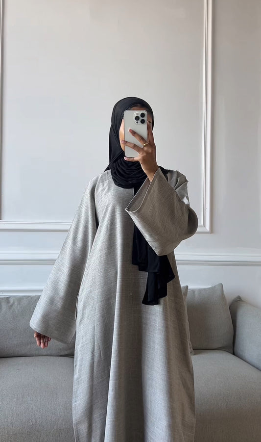 Beige Linen Closed Abaya