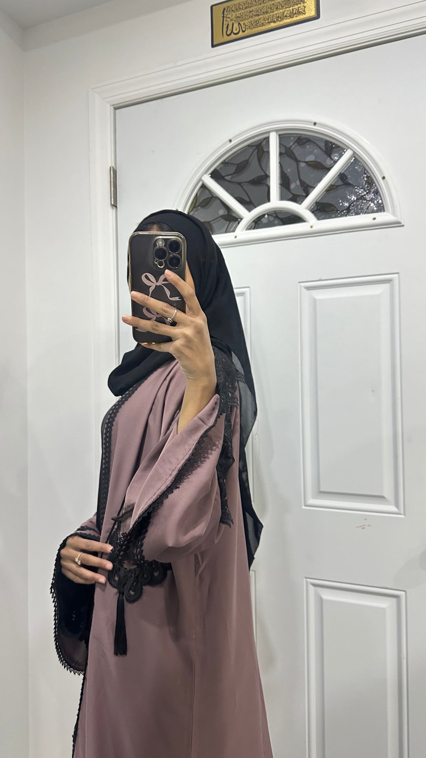 $35 zipper light purple color abaya