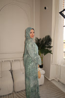 Aqua Blue Tie Dye Abaya