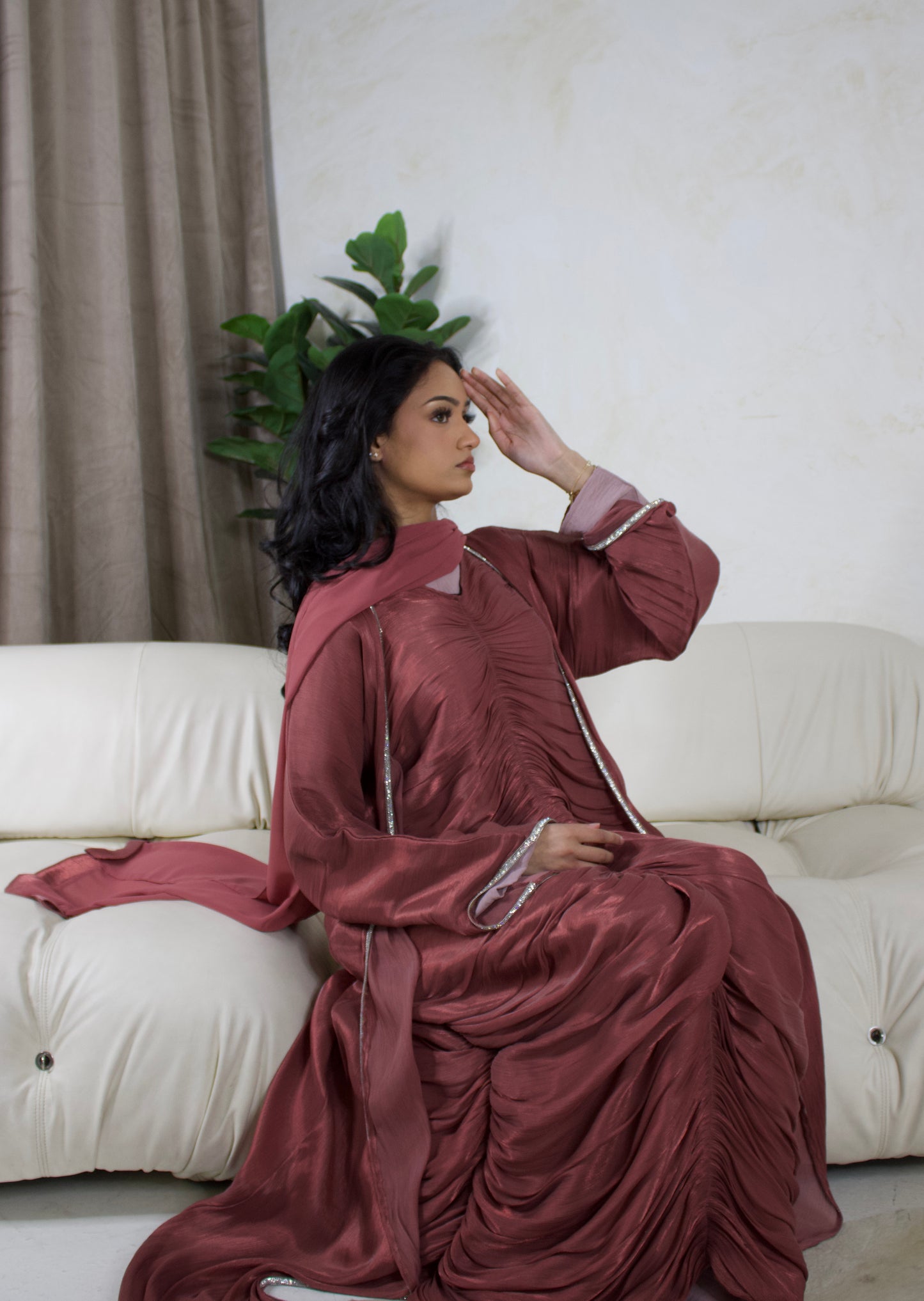 Najat Abaya Maroon/Burnt Orange