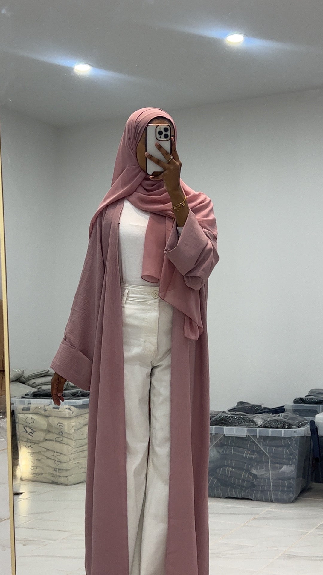 Baby Pink Open Abaya