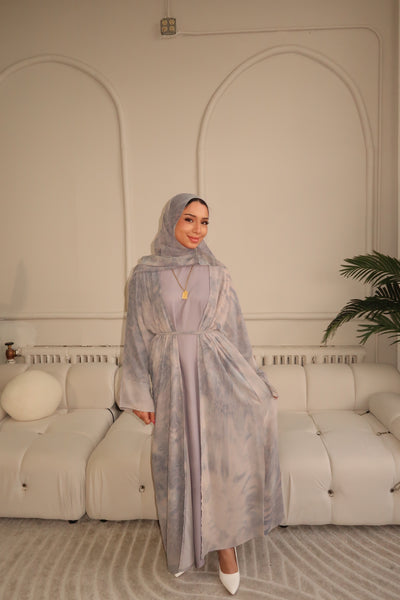 Gray Tie Dye Abaya