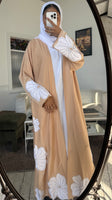 Beige flower abaya