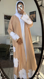 Beige flower abaya