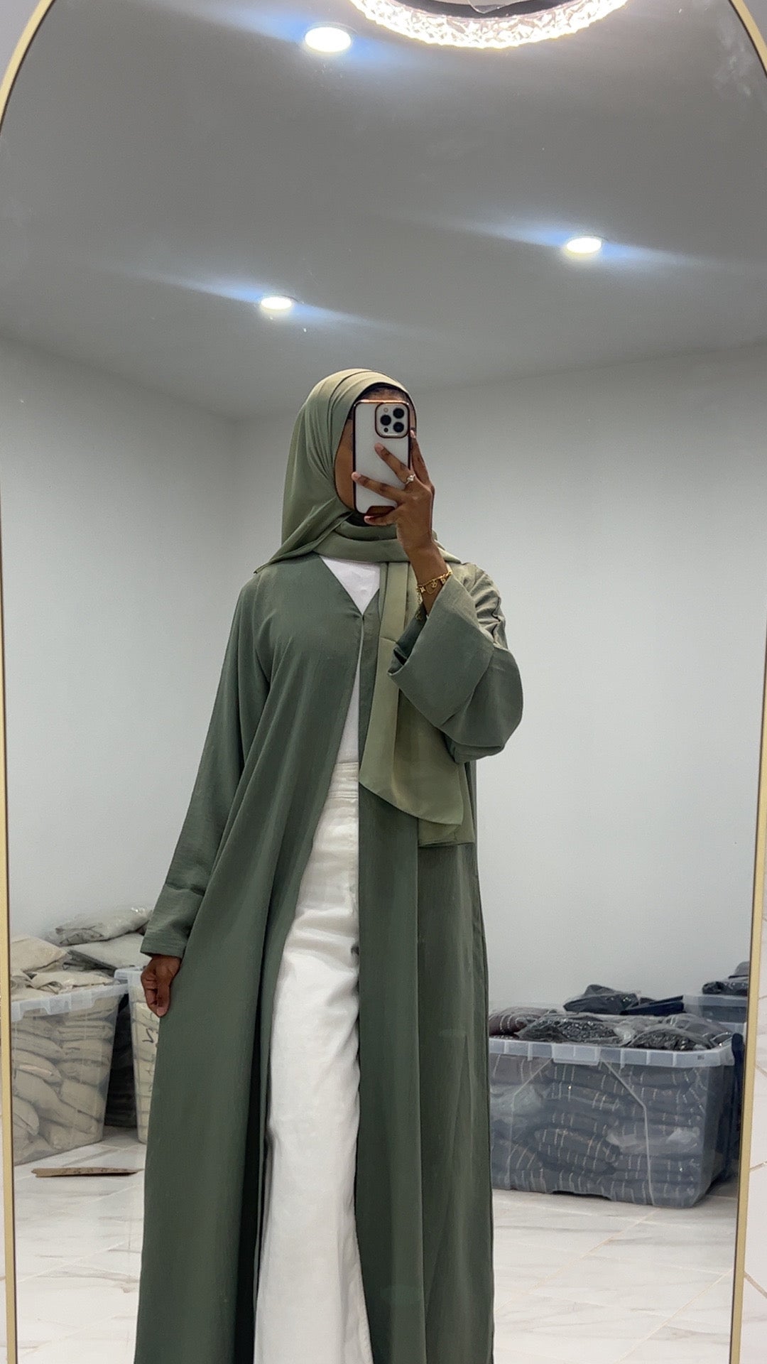 Sage Green Open Abaya