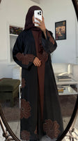 Brown flower abaya