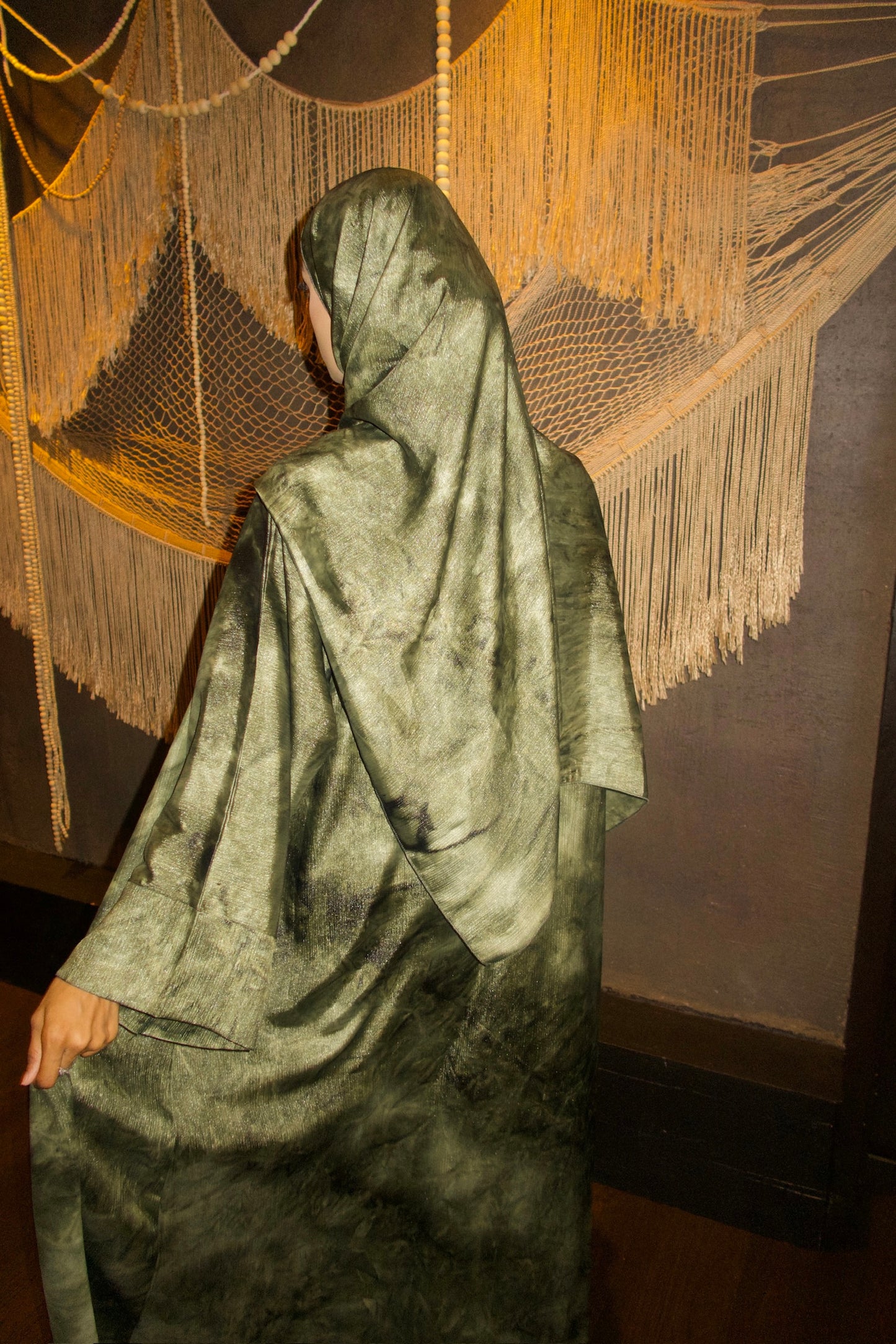 Olive Green Tie-Dye Abaya