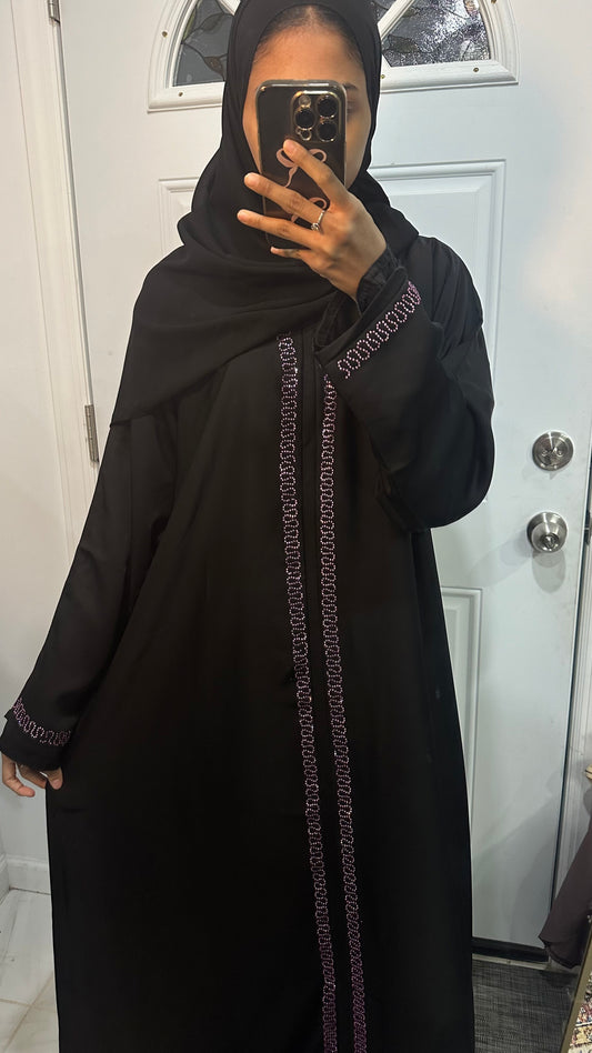 $35 pink work black abaya