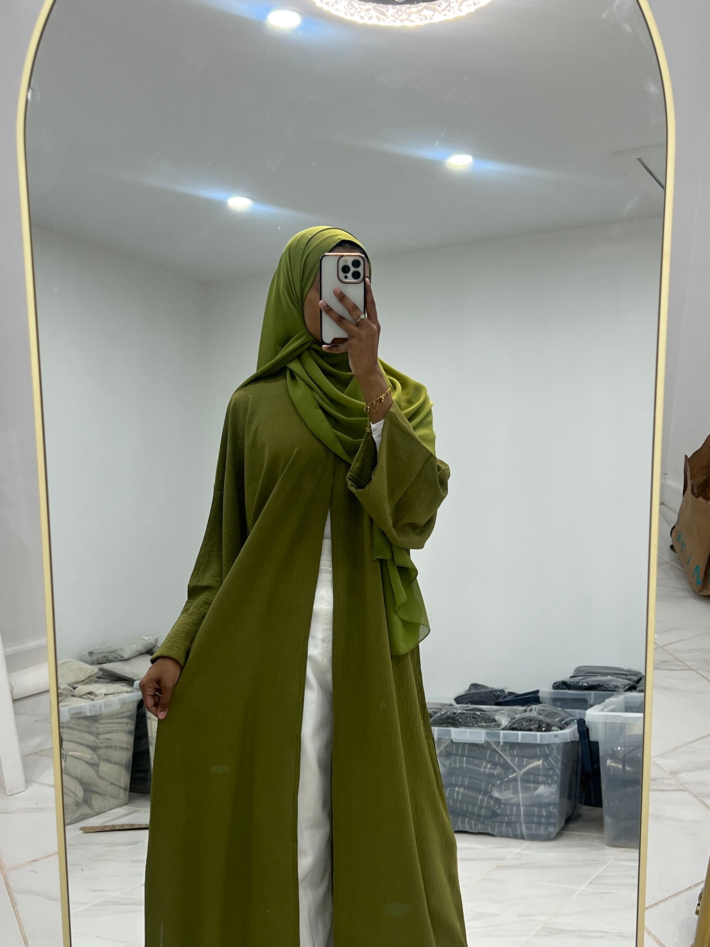 Lime Green Open Abaya