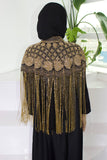 Gold and Black Cape with Fringe Detailing