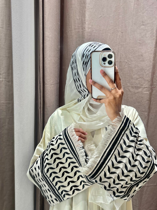 White Keffiyeh Abaya