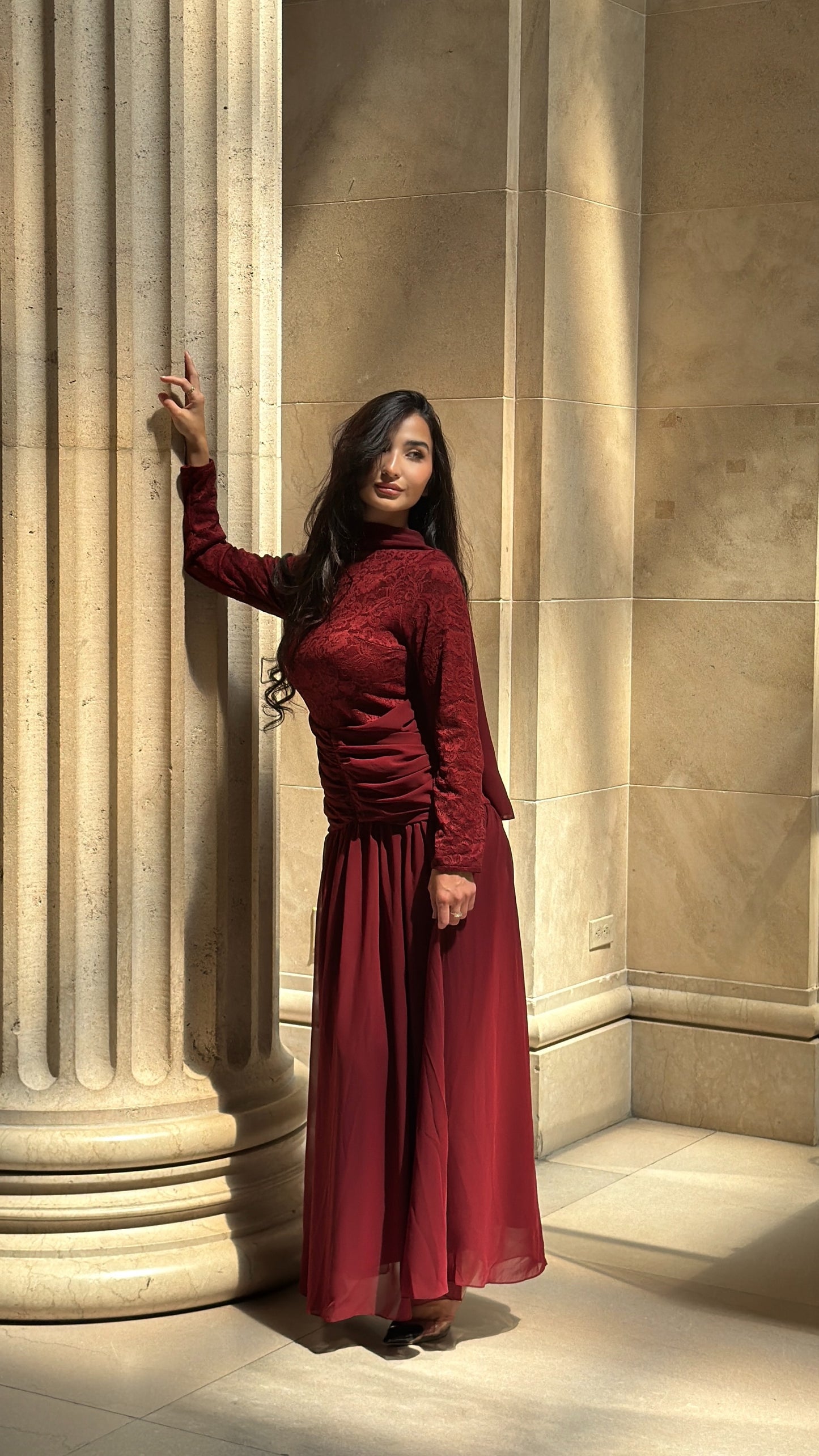 Selene Lace Dress (Maroon)
