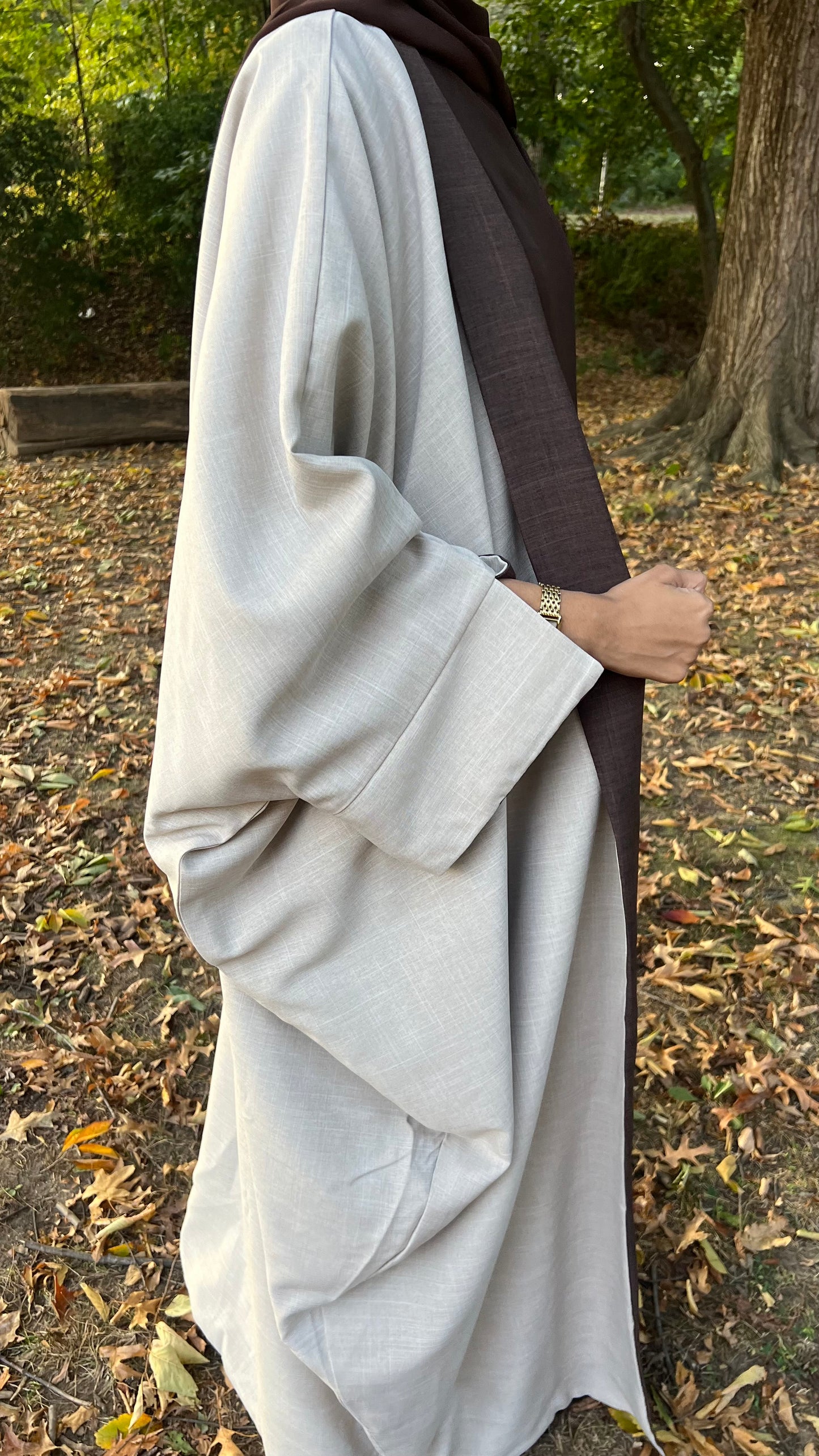 Brown Reversible Linen Abaya