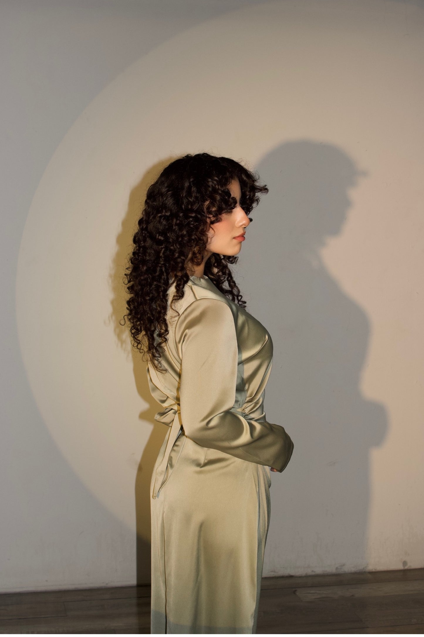 Amira Satin Dress – Sage Green