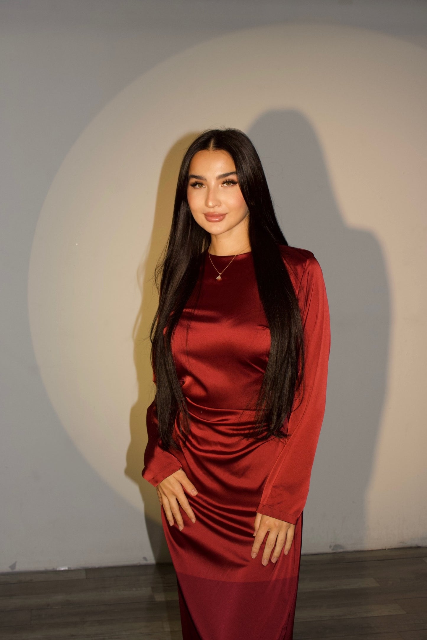 Amira Satin Dress - Maroon