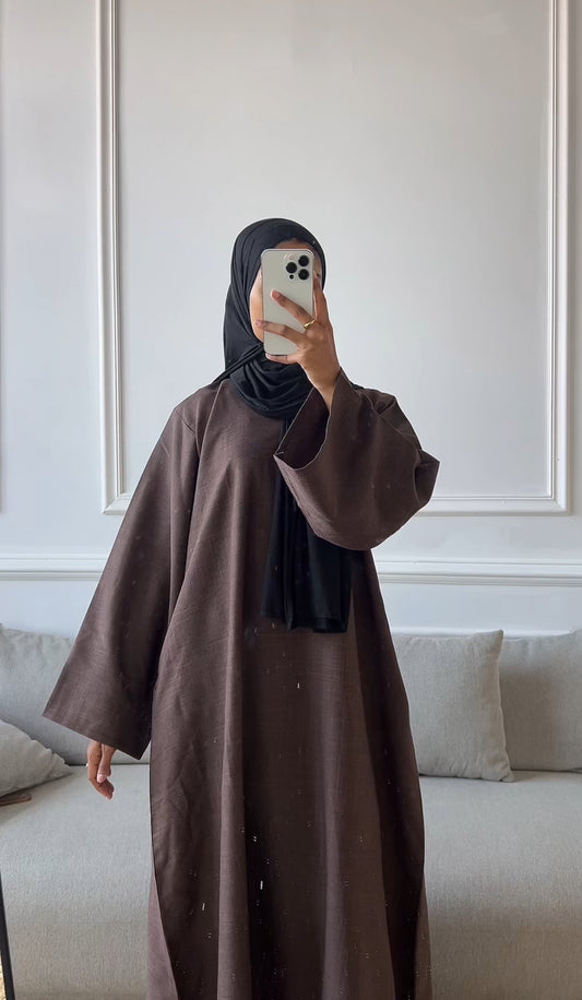 Brown Linen Closed Abaya