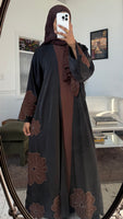 Brown flower abaya