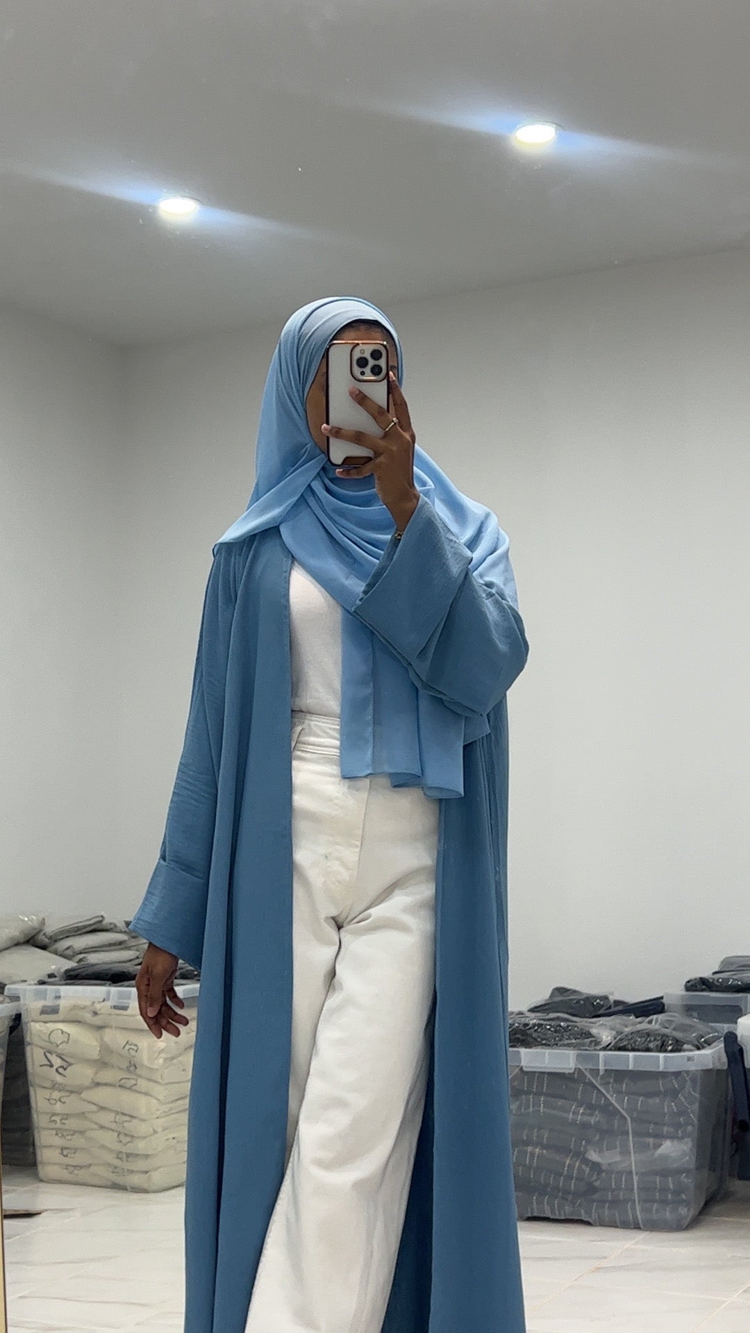 Baby Blue Open Abaya