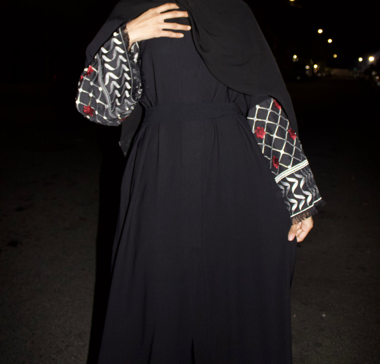 Black Rose Keffiyeh Abaya