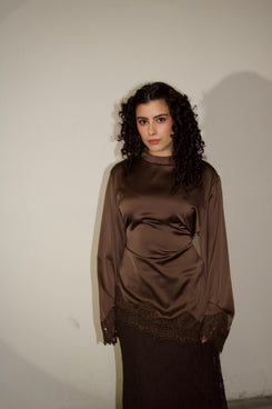 Celeste Lace Top – Brown