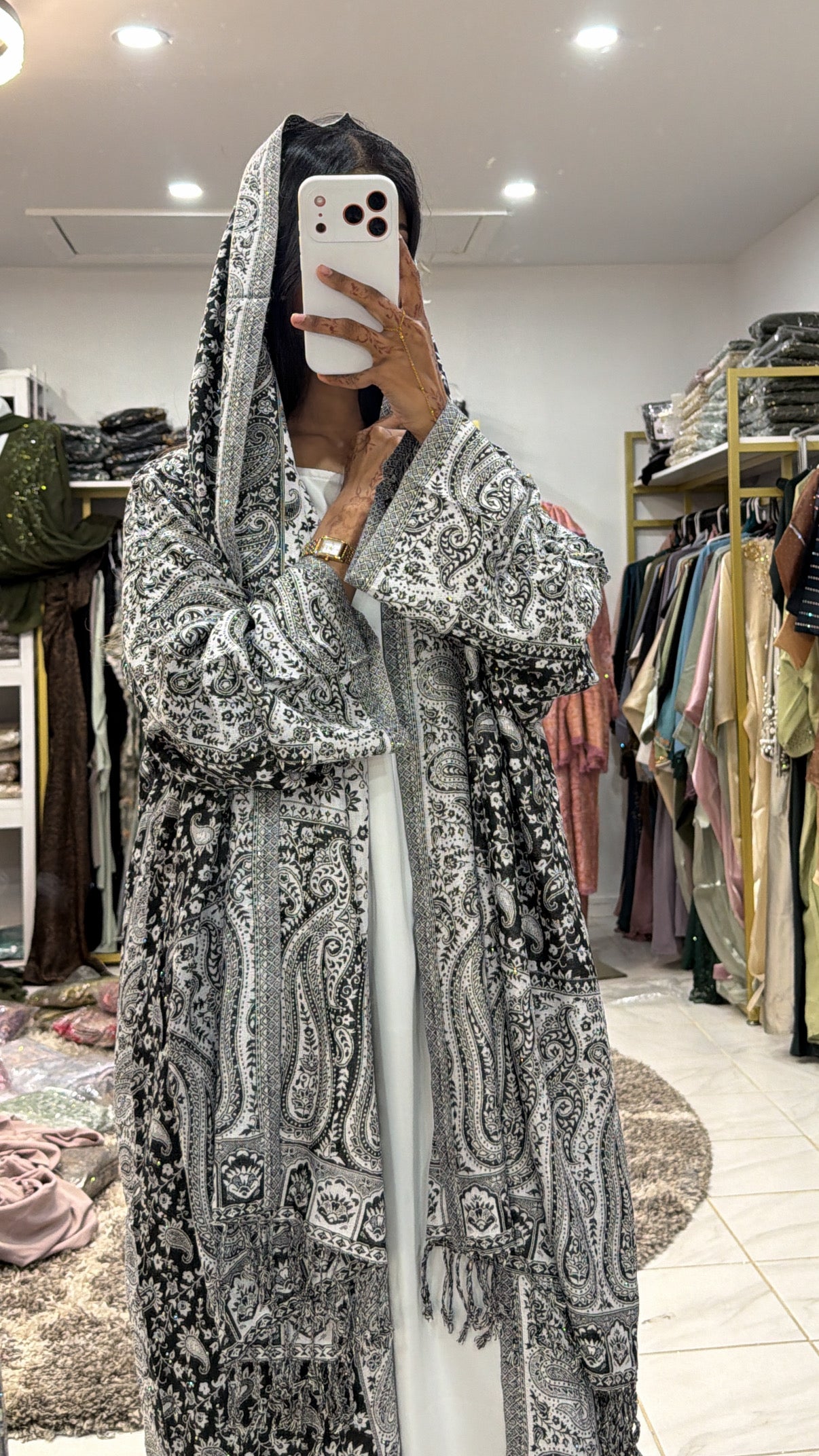Pashmina Abaya with Stone