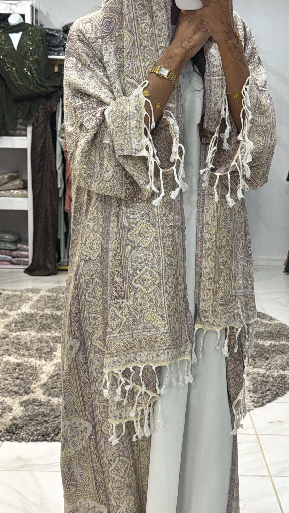Pashmina Abaya with Stone